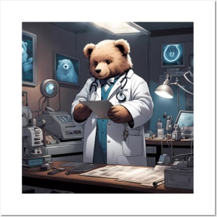 Teddy as a doctor taking x-rays of patients Posters and Art